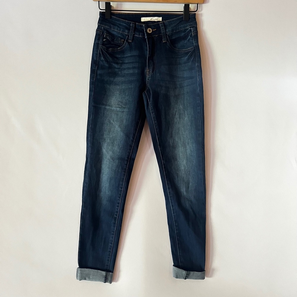 KanCan High Rise Skinny Jeans Dark Wash Blue Ankle Denim Zip Fly Stretchy 1/24